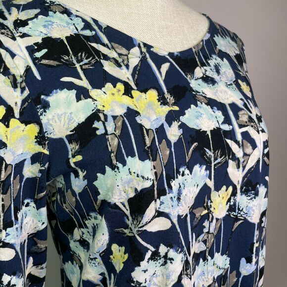 Pure Jill J. Jill Blue Floral Women's Tunic Modal Stretch Kangaroo Pocket Medium - Picture 5 of 10